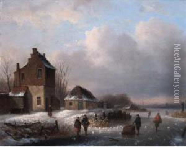 Winter Scene Oil Painting - Louis Smets