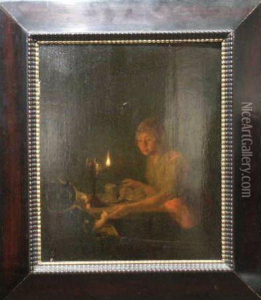 Mother And Child Oil Painting - Godfried Schalcken