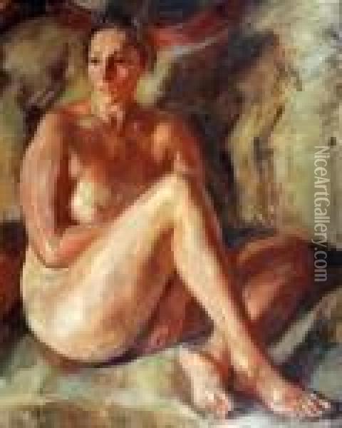 Grande Nudo Accoccolato Oil Painting - Luigi Crisconio