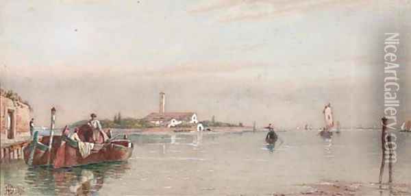 On the Lagoon, Venice Oil Painting - James Herve D'Egville