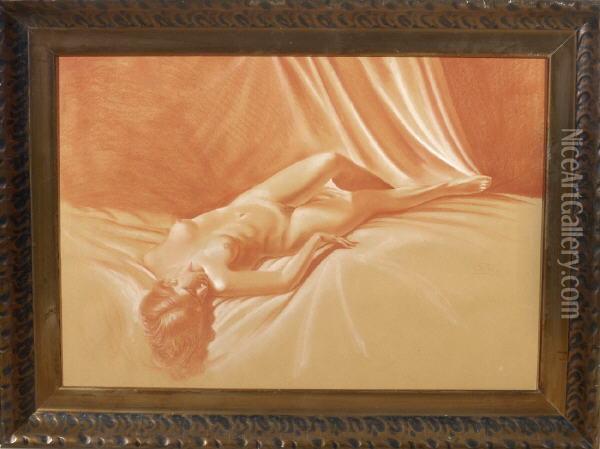 Liegender Weiblicher Akt Oil Painting - Josef Plank
