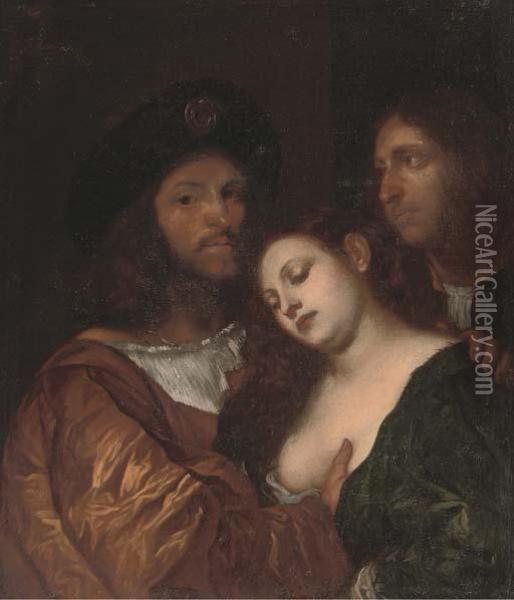 The Lovers Oil Painting - Tiziano Vecellio (Titian)
