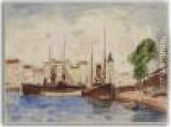 Scene De Port Oil Painting - Georges dEspagnat