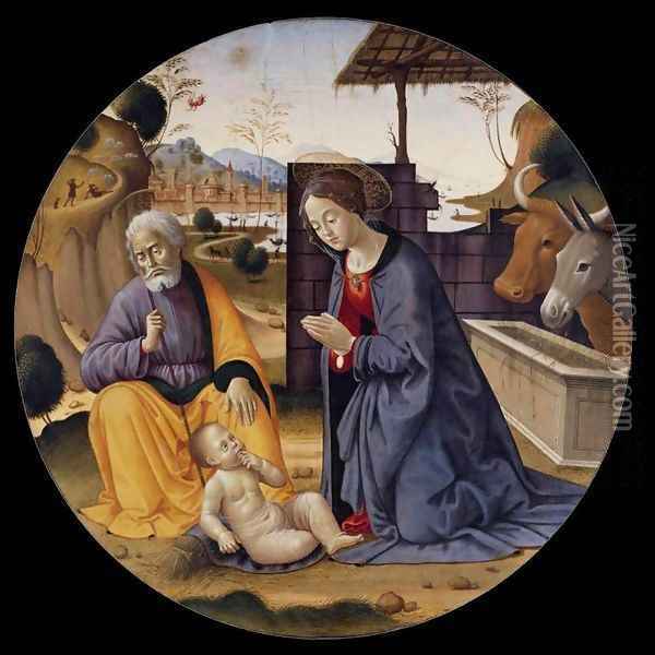 Adoration of the Child Oil Painting - Bastiano Mainardi