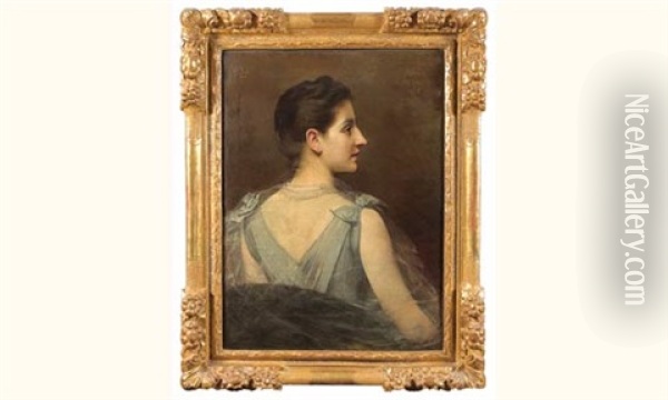 Portrait De Femme Vue De Profil Oil Painting - Xavier Alphonse Monchablon