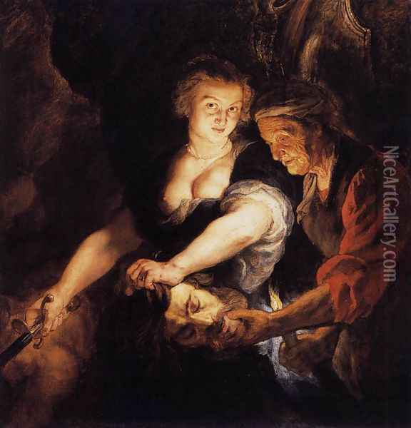 Judith with the Head of Holofernes c. 1616 Oil Painting - Peter Paul Rubens