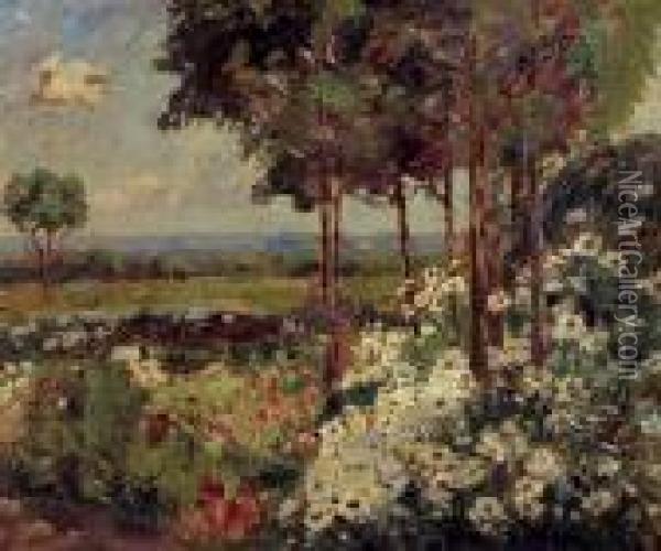 Fleurs Sous Les Pins, Circa 1915 Oil Painting - Emmanuel De La Villeon