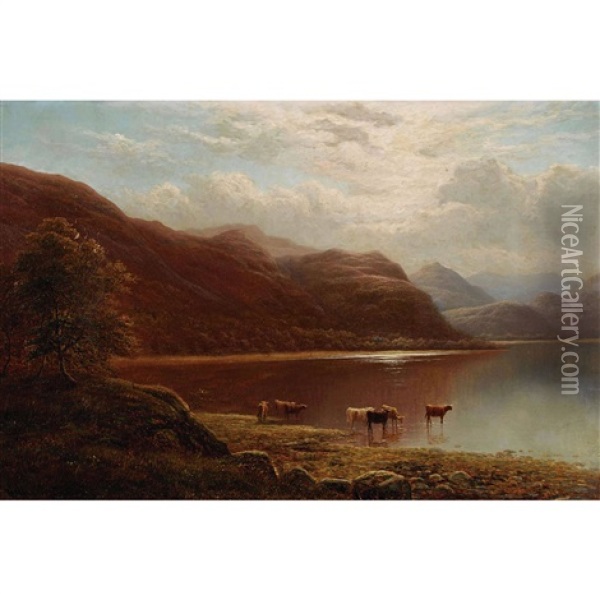 Lodore And Borrowdale From Derwentwater, Cumberland Oil Painting - William Mellor