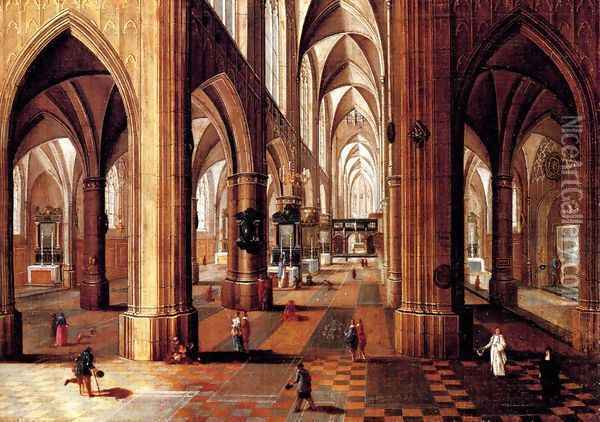 A Church Interior Oil Painting - Peeter, the Younger Neeffs