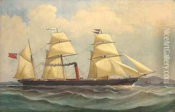 The steamer Egyptian outward-bound from Liverpool passing the Skerries Oil Painting - English School