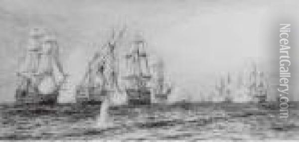 The Battle Of Trafalgar Oil Painting - William Lionel Wyllie