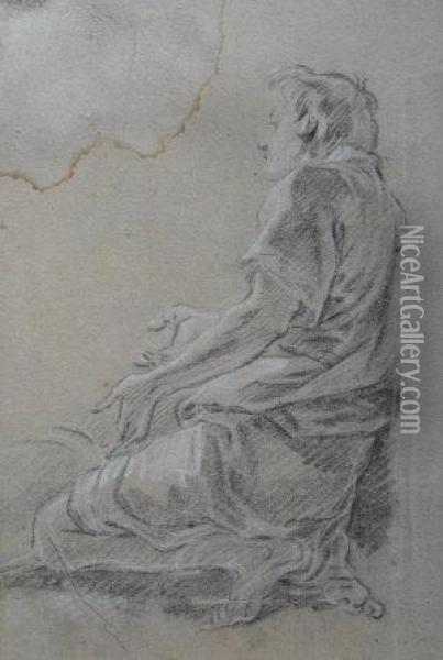 Study Of A Kneeling Man Oil Painting - Luigi Garzi
