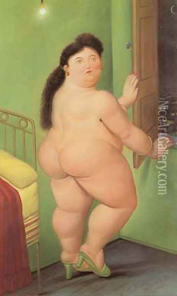 Woman in Front of The Window 1990 Oil Painting - Fernando Botero