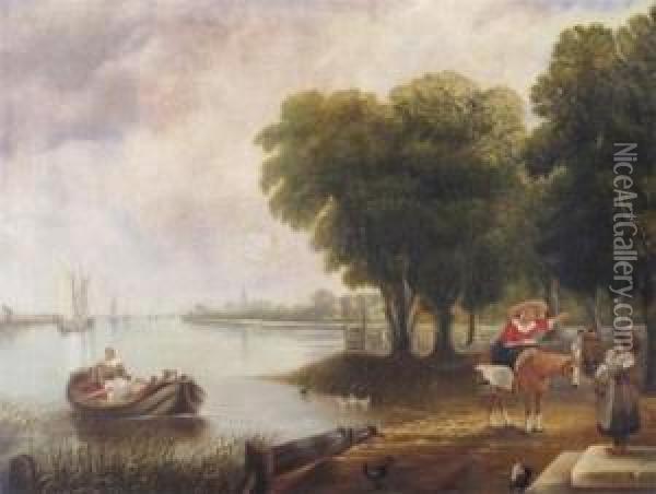 A Dutch Village Oil Painting - Sir Augustus Wall Callcott