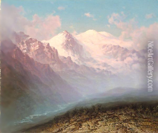 View Of Mount Elbrus In The Caucasus Oil Painting - Ilya Nikolaevich Zankovsky