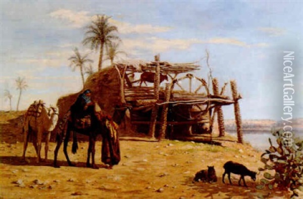A Well On The Banks Of The Nile Oil Painting - Robert Dowling