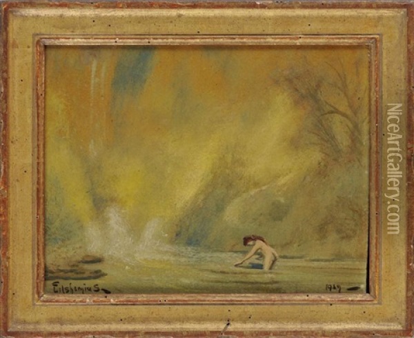 Woman Bathing Oil Painting - Louis Michel Eilshemius