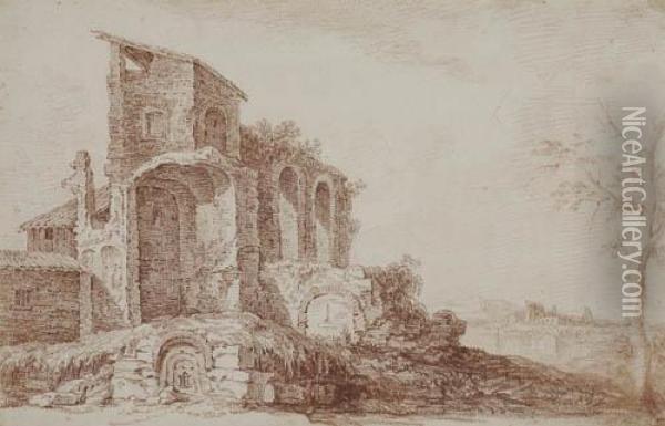 Landscape With Ruins Oil Painting - Jean Simon