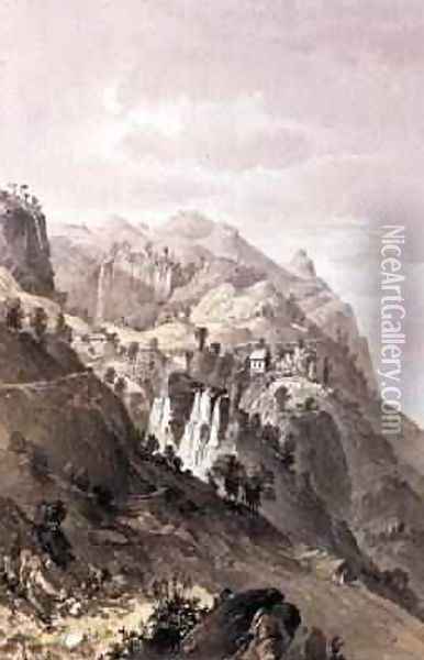 The Falls of Rangobodde Ceylon 1864 Oil Painting - Captain C. O'Brien