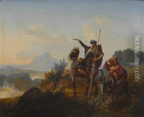 Don Quijote Und Sancho Panza Oil Painting - Heinrich Jakob Fried