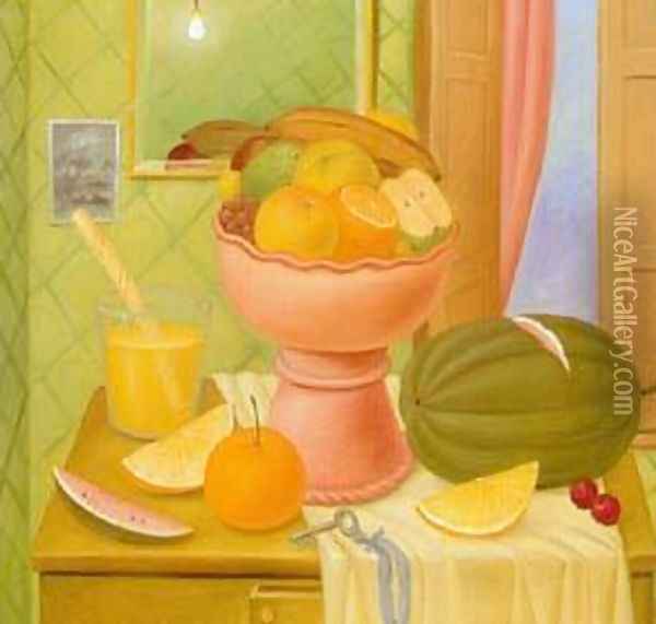 Still Life With Oranges 1993 2 Oil Painting - Fernando Botero