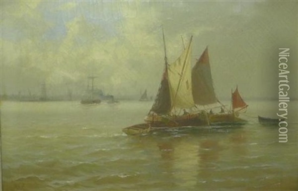 Fishing Boats Off The Coast Oil Painting - Edward Henry Eugene Fletcher