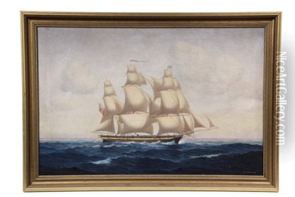 Portrait Of Three-mast Ship Oil Painting - Charles Torrey