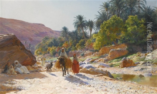 The Wadi At Bou Saada Oil Painting - Eugene Alexis Girardet