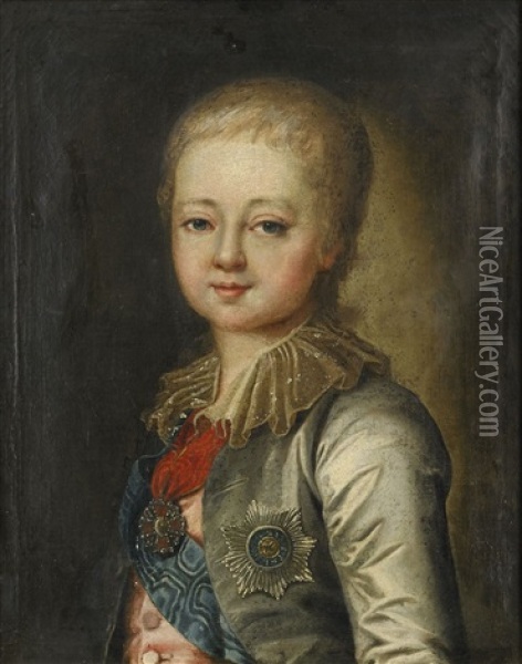 Portrait Of Grand Duke Alexander Pavlovich, Later Emperor Alexander I As Child Oil Painting - Johann Baptist Lampi the Elder