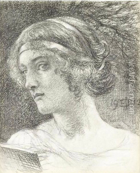 Study Of A Woman's Head Oil Painting - Sir Edward John Poynter
