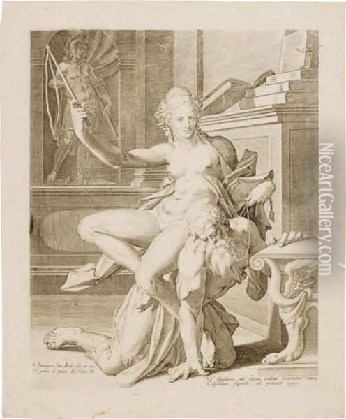 Fillide E Aristotele Oil Painting - Johannes I Sadeler
