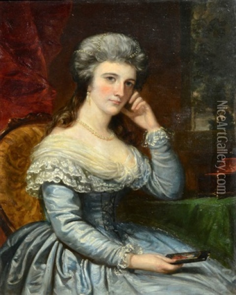 Portrait Of Lady Oil Painting - Daniel Huntington