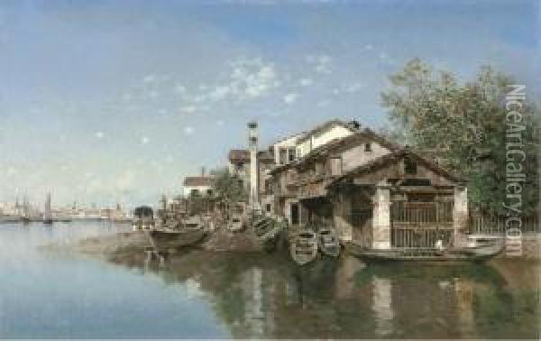 Uno Squero, Venezia Oil Painting - Federico del Campo