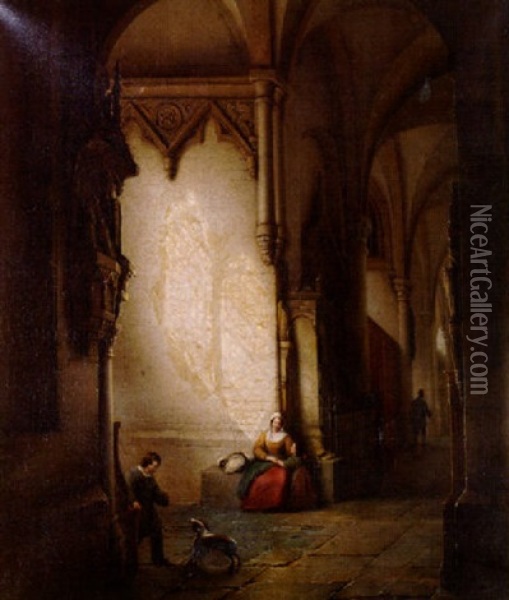 Interieur Einer Gotischen Kathedrale Mit Figuerenstaffage Oil Painting - George Gillis van Haanen