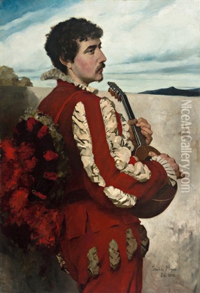Portrait Eines Sudlandischen Barden Im Historischen Habit Oil Painting - Sophie Meyer