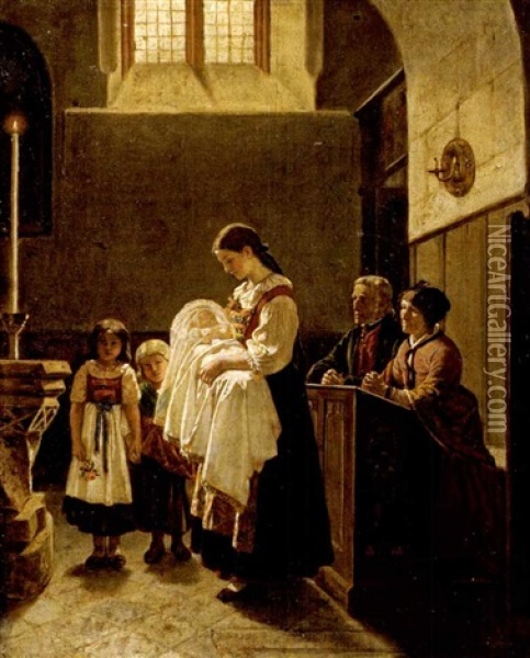 Die Taufe Oil Painting - Hubert Salentin