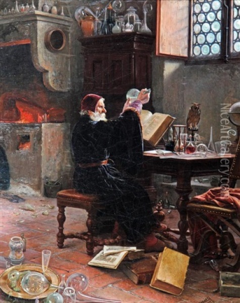 The Alchemist Oil Painting - Filippo Baratti