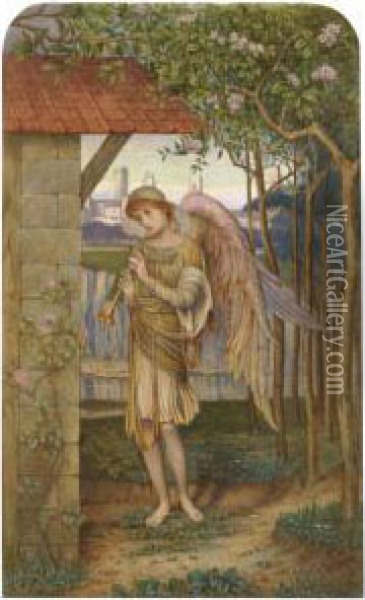 An Angel, From A Golden Thread Oil Painting - John Melhuish Strudwick