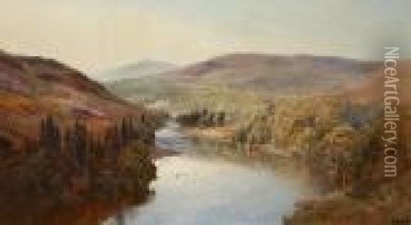 A Peaceful Valley Oil Painting - Alfred de Breanski