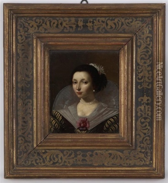 Portrait D'une Elegante Oil Painting - Daniel Dumonstier