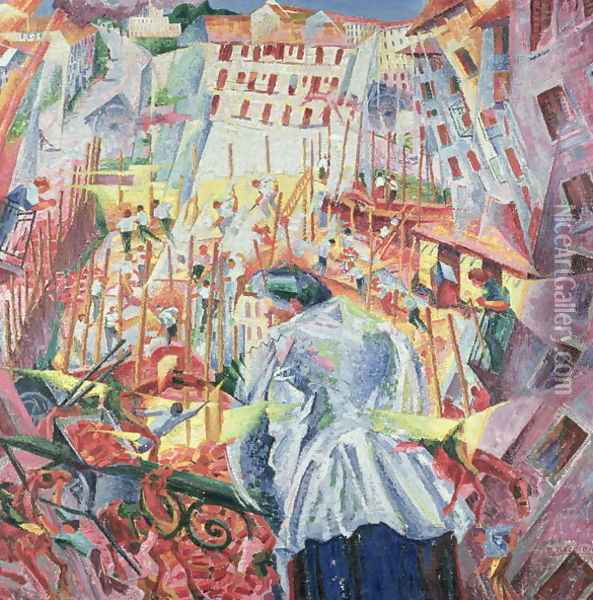 The Street Enters the House 1911 Oil Painting - Umberto Boccioni