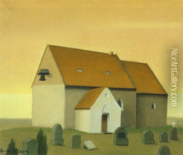 Alling Kirke Oil Painting - Jeppe Madsen Ohlsen