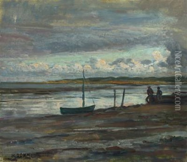Scenery With Boats (sonderho?) Oil Painting - Heinrich Dohm