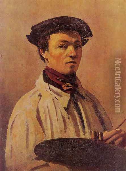 Self Portrait with Palette Oil Painting - Jean-Baptiste-Camille Corot