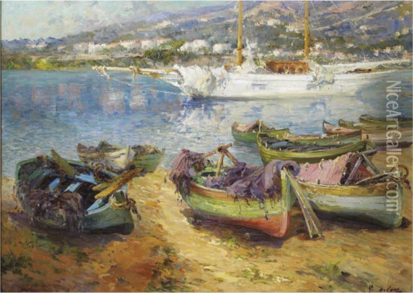 Port En Mediterranee Oil Painting - Gustave Deloye