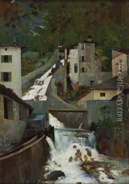 Fiume Latte - Lago Di Como Oil Painting - Giovanni Battista Carpanetto