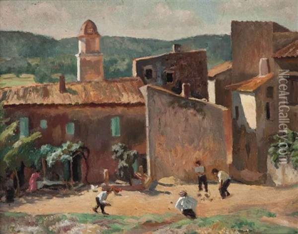 Game Of Boules Oil Painting - Roger Fry