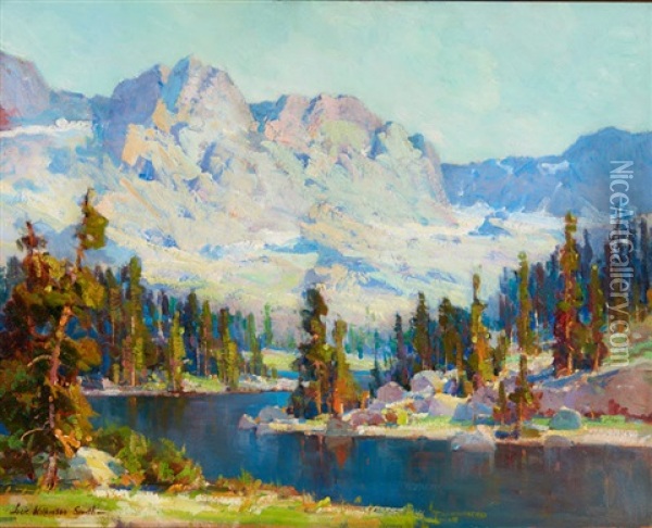 Pine Bordered Lake, High Sierra Oil Painting - Jack Wilkinson Smith