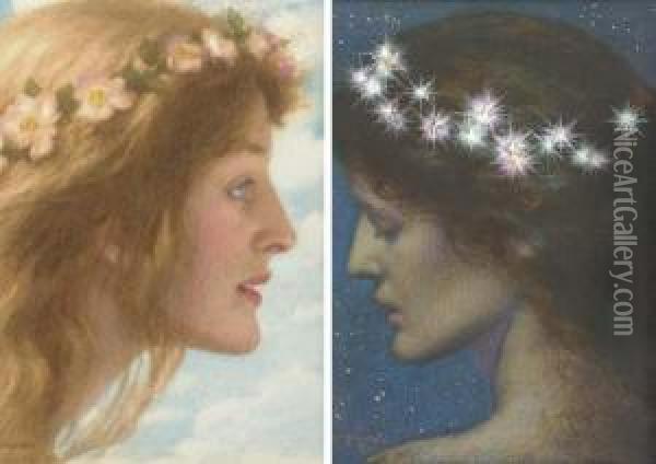 Night; And Day Oil Painting - Edward Robert Hughes