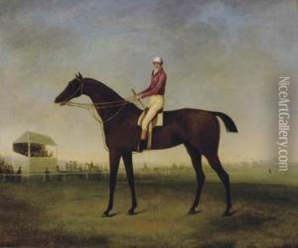 Portrait Of A Jockey On His Horse Oil Painting - Paul, John Dean